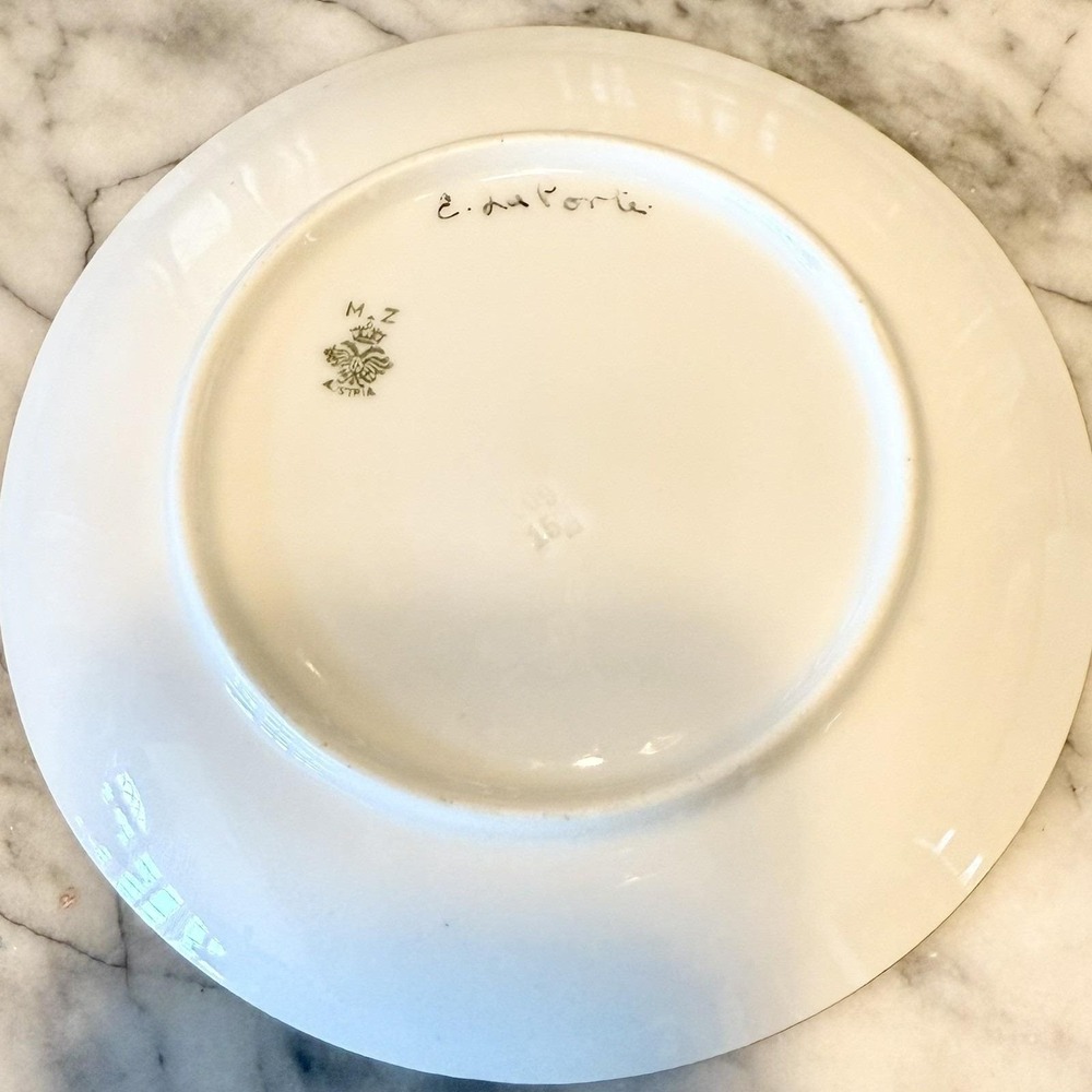 6pc VTG Antique Gotham Austria Hand Painted Signed 6" Fruit Dessertā Plates Gold - Picture 13 of 13